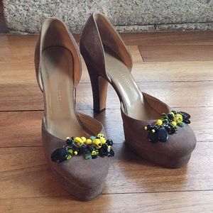 Georgina Goodman Gray Suede Pumps with Stones